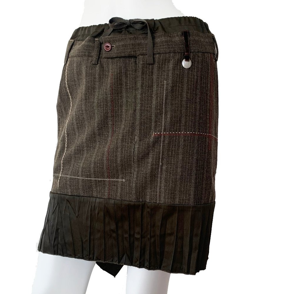 Marithe + Francois Girbaud Brown Wool/ Satin Skirt